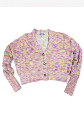 Urban Outfitters Cropped Cardigan Multicolor Knit Button Front Soft Girl Size S